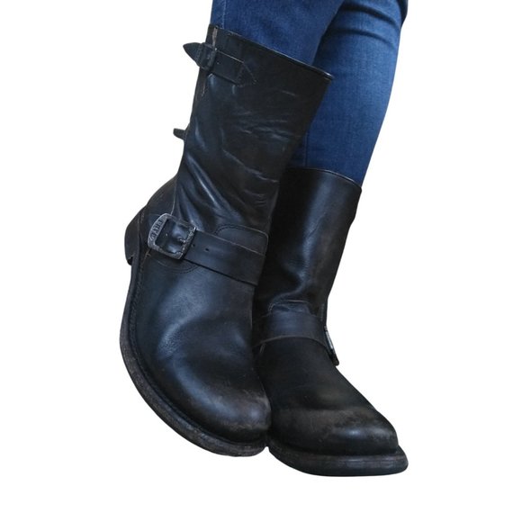 Frye Jenna Engineer Shortboot- Black - Picture 3 of 8